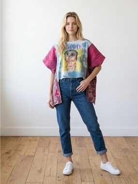 Handcrafted Upcycled David Bowie Kantha Tunic NWT One Size